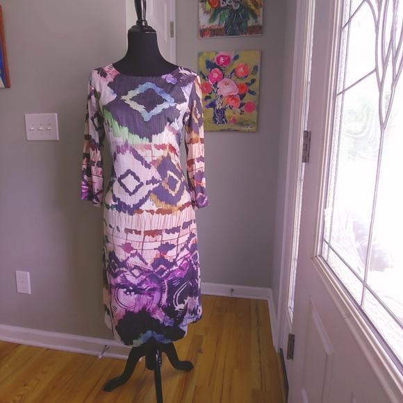 J. Peterman Unique Abstract Print Dress Size 8 - Picture 5 of 12